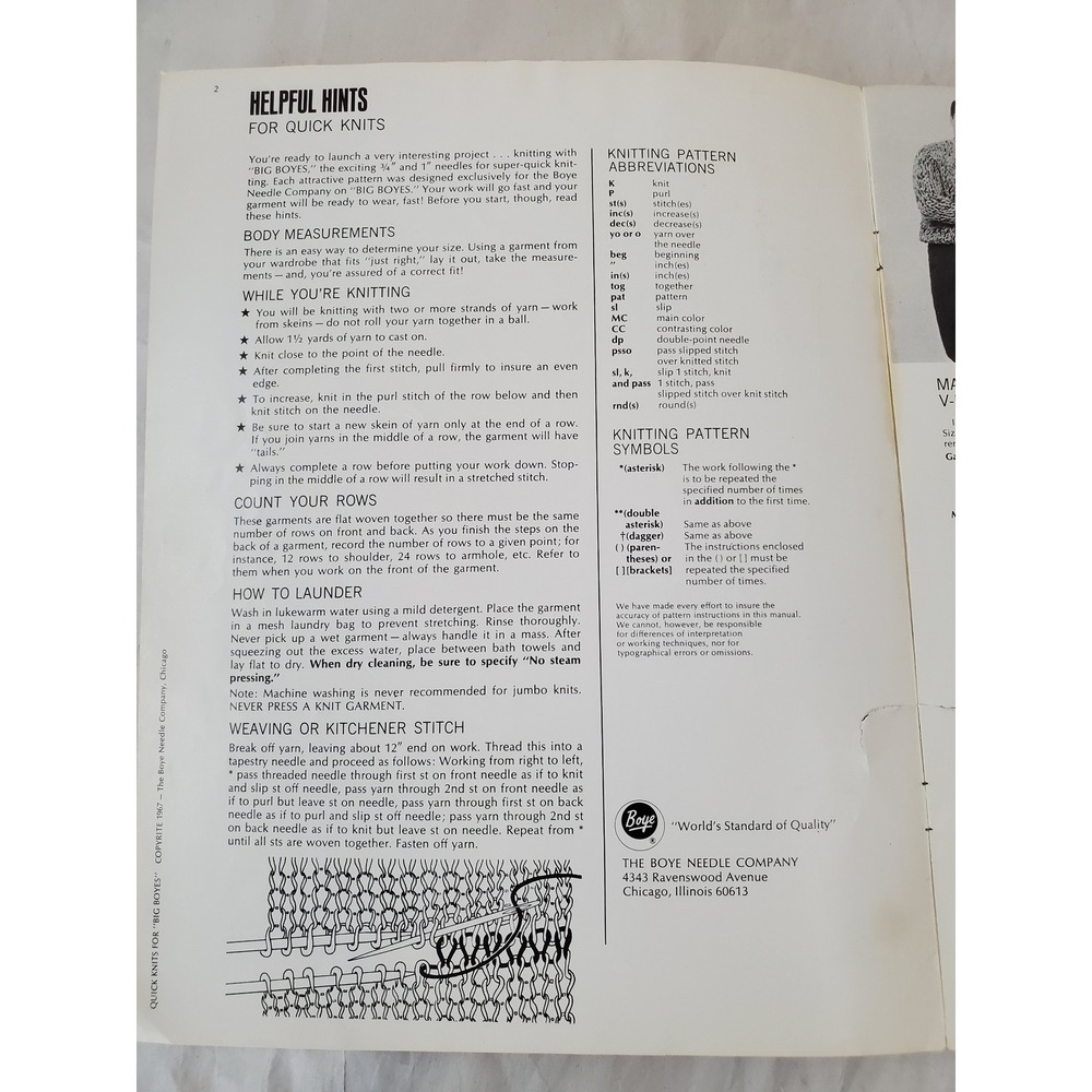 Vintage 1967 Boye Quick Knits for Big Boyes Knitting Pattern Booklet 60s Fashion - Picture 3 of 8